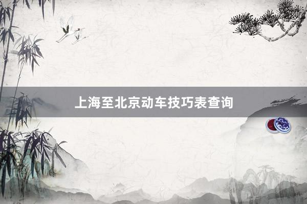 上海至北京动车技巧表查询